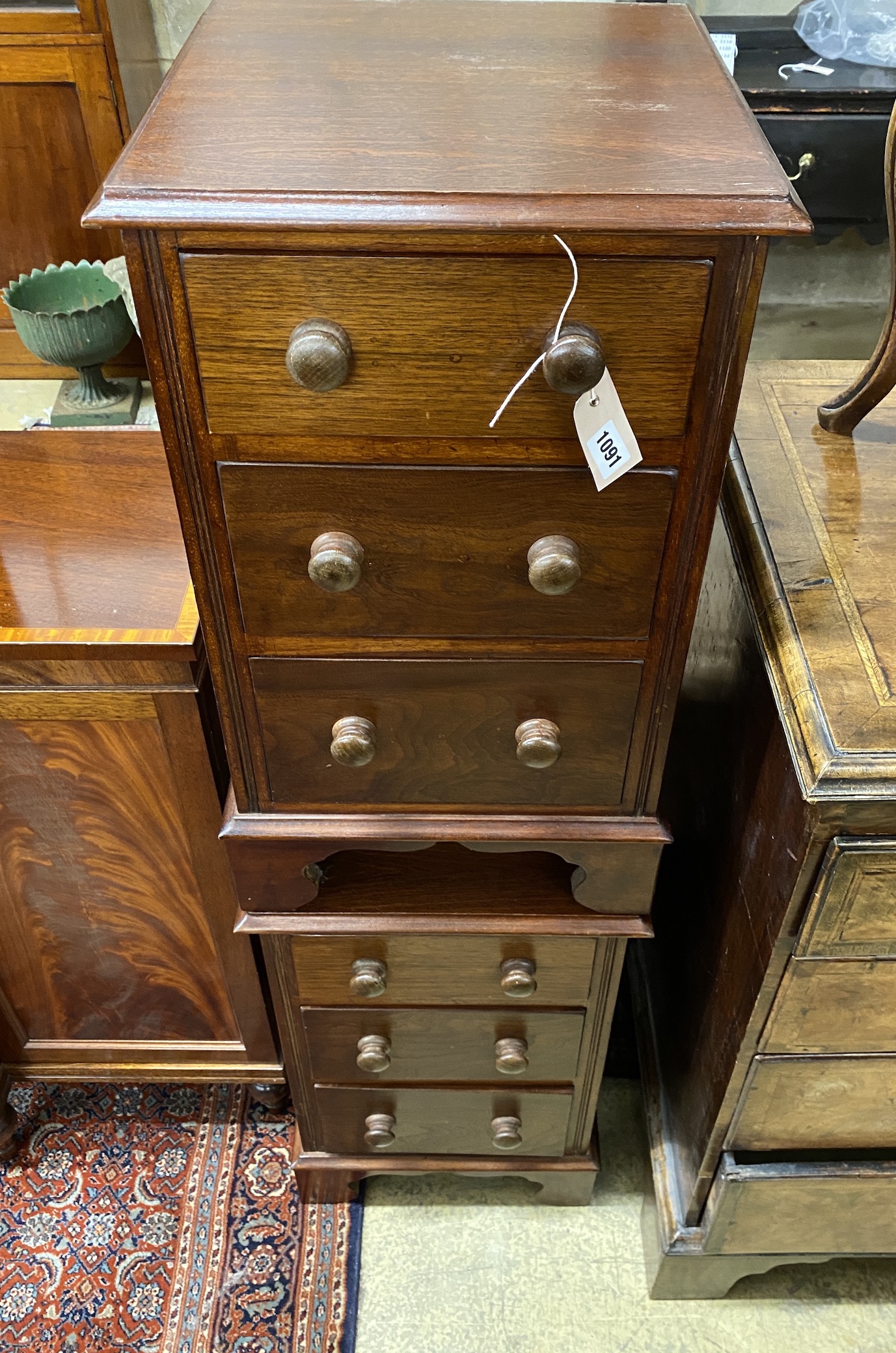 A pair of Victorian style mahogany square bedside chests, width 39cm, height 66cm